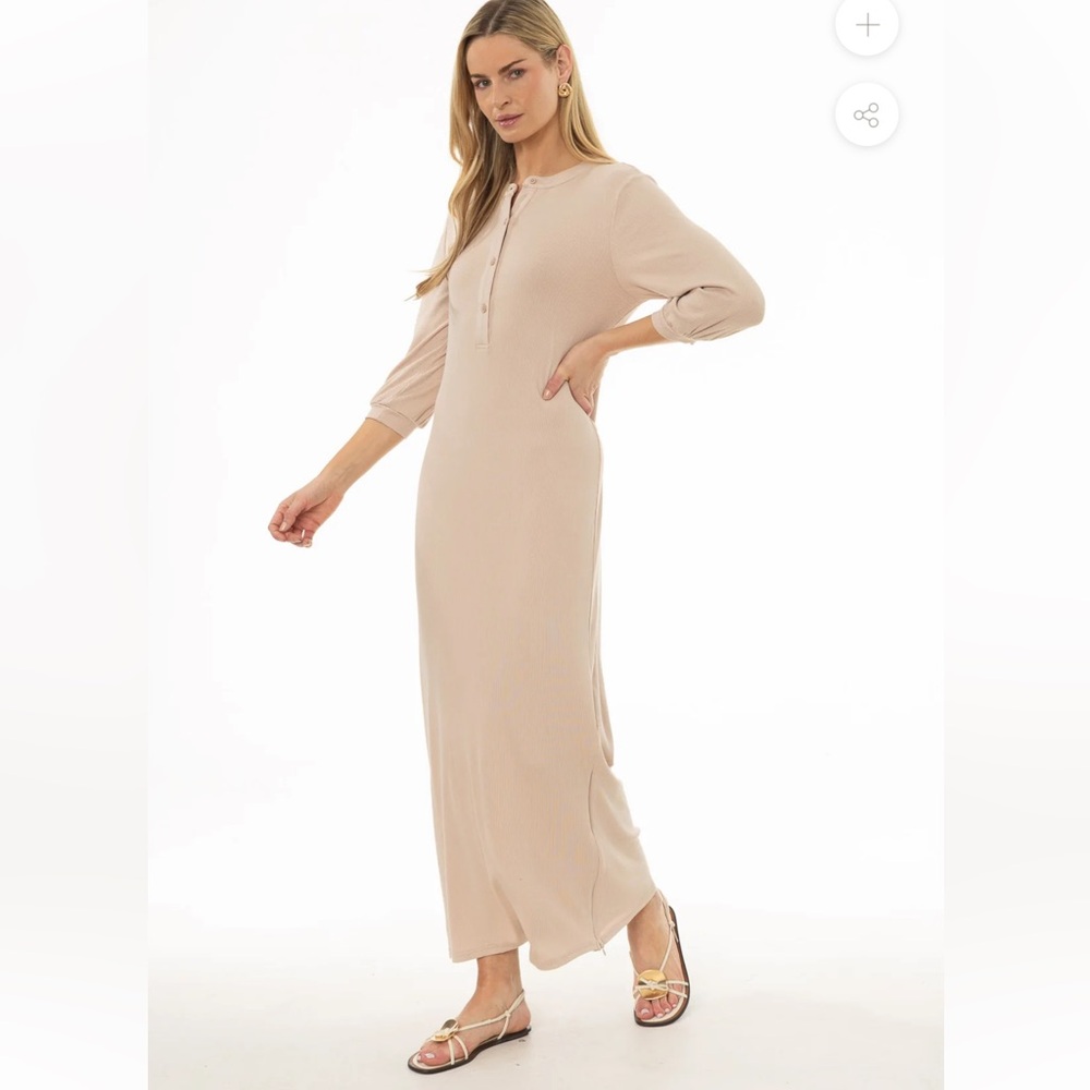 Dress Blank Oatmeal 3/4 Sleeve Maxi Dress